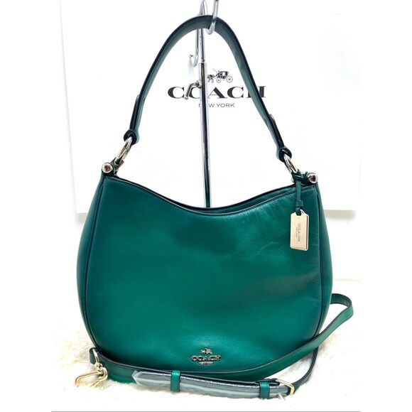 ➡️Coach Nomad Satchel Handbag Glovetanned Leather Forest Green Msrp:$395.00 - Picture 1 of 7